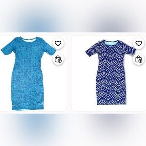 BUNDLE- 2 LuLaRoe Julia Blue Pattern Dress Size Small